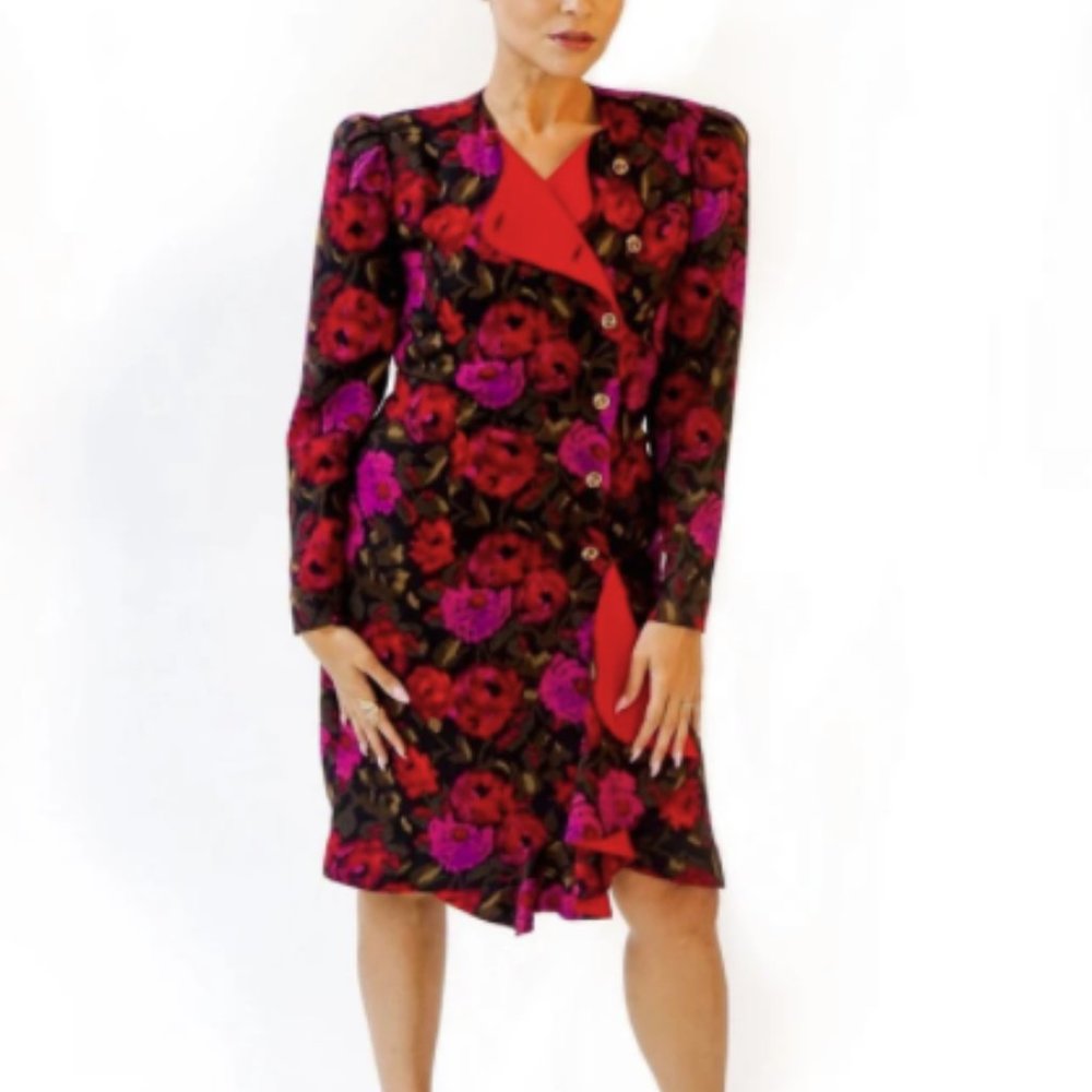 Richard Warren Floral Vintage Dress Size 14